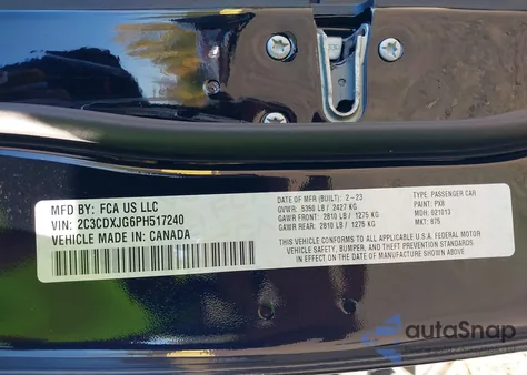 2023 Dodge Charger Sxt Awd z USA, uszkodzony, nr VIN 2C3CDXJG6PH517240